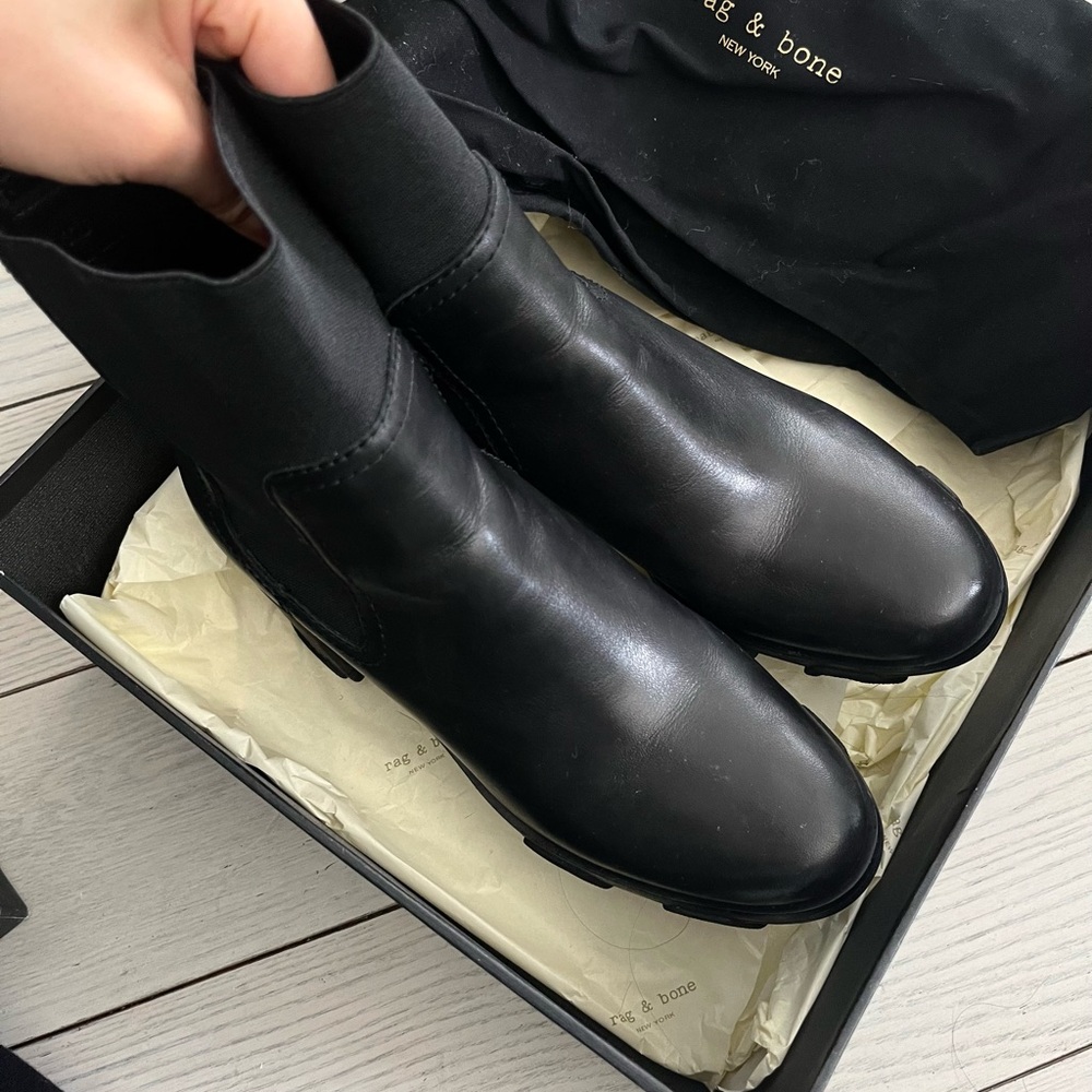 Rag & Bone Shiloh Black Heeled Chelsea Boot - Picture 2 of 6